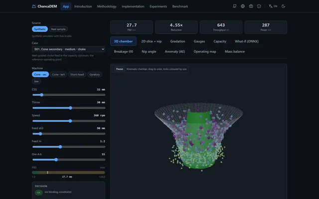 ChancaDEM, Crusher-Comminution Studio (Population-Balance Engine)