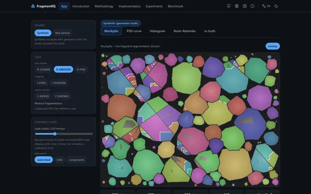 FragmentIQ, Post-Blast Muckpile Fragmentation Analysis Workbench