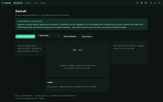 GeoLab, Browser-Native Multi-Engine Geospatial Tool Platform