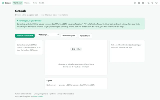 GeoLab, Browser-Native Multi-Engine Geospatial Tool Platform