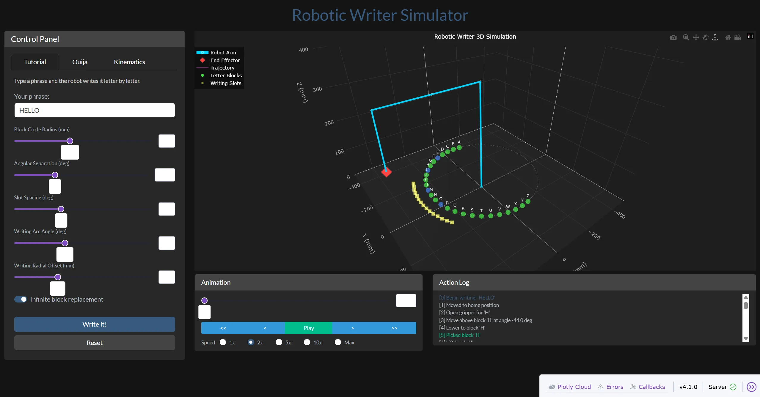 Robotic Writer — 5-DOF Scorbot III Simulation