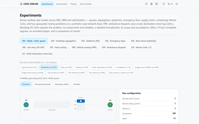 CAOS SimLab, A Didactic Lab for Simulation (DES & ABM)